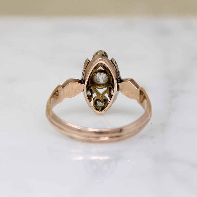 Diamonds in Unusual Gold & Platinum Navette Ring