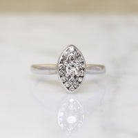 Petite Mid Century Diamond Navette Cluster Ring