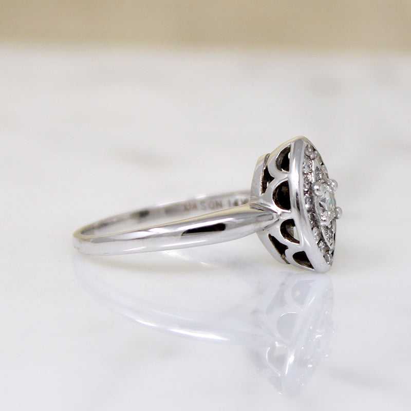 Petite Mid Century Diamond Navette Cluster Ring