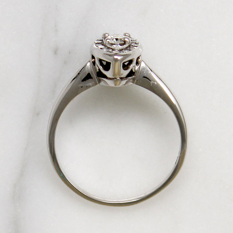 Petite Mid Century Diamond Navette Cluster Ring