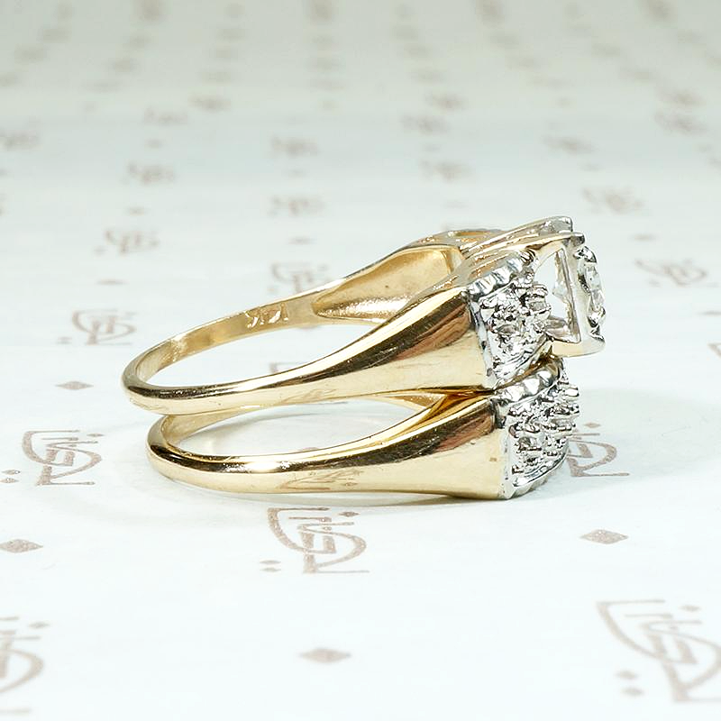 Ornate Two-Tone Gold & Diamond Wedding Set