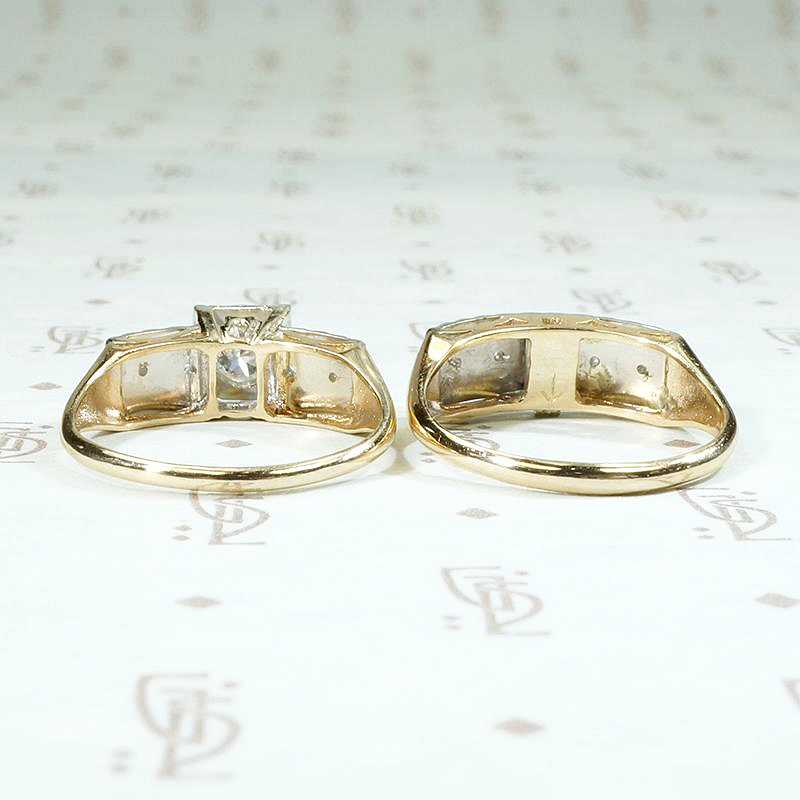 Ornate Two-Tone Gold & Diamond Wedding Set