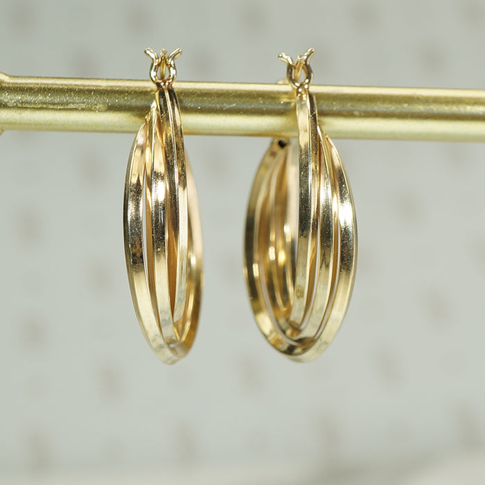 Vintage 1980's Gold Triple Hoop Earrings