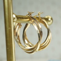Vintage 1980's Gold Triple Hoop Earrings
