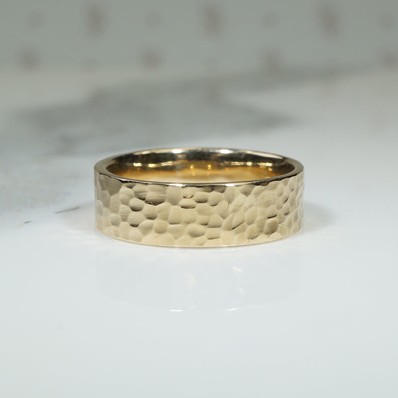 Hand Hammered Recycled Yellow Gold Band