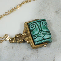 Egyptian Hathor Amulet in Gold Sphinx Frame