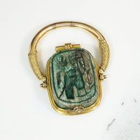 Superlative Gold and Faience Egyptian Amulet Ring
