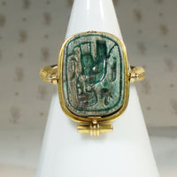 Superlative Gold and Faience Egyptian Amulet Ring