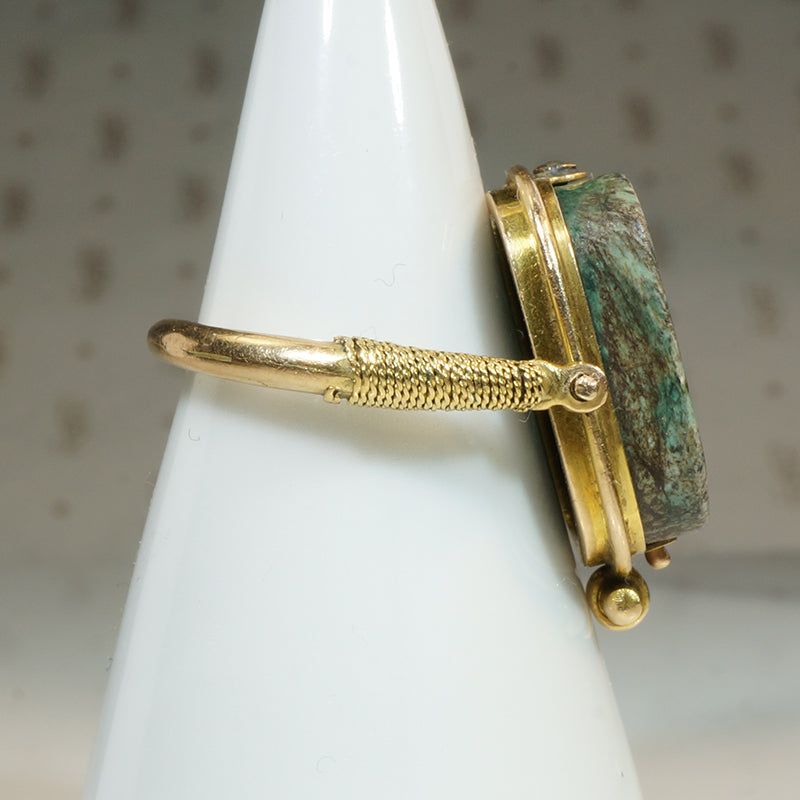 Superlative Gold and Faience Egyptian Amulet Ring