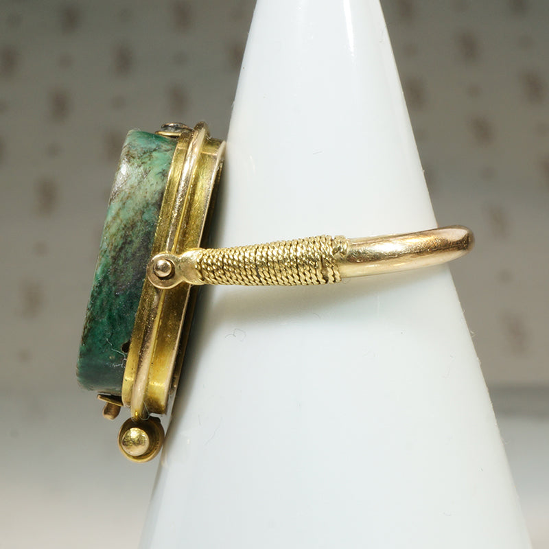 Superlative Gold and Faience Egyptian Amulet Ring