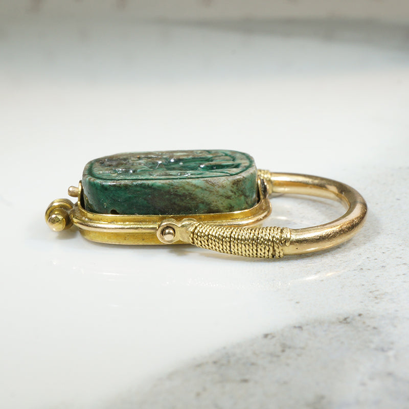 Superlative Gold and Faience Egyptian Amulet Ring