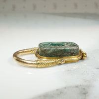 Superlative Gold and Faience Egyptian Amulet Ring