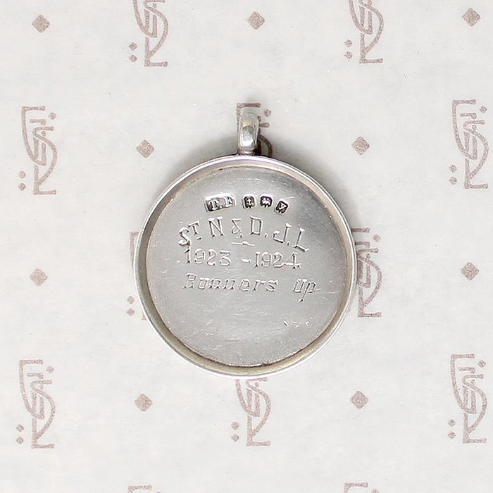 Elegant English Sterling Medal Fob with Gold Shield