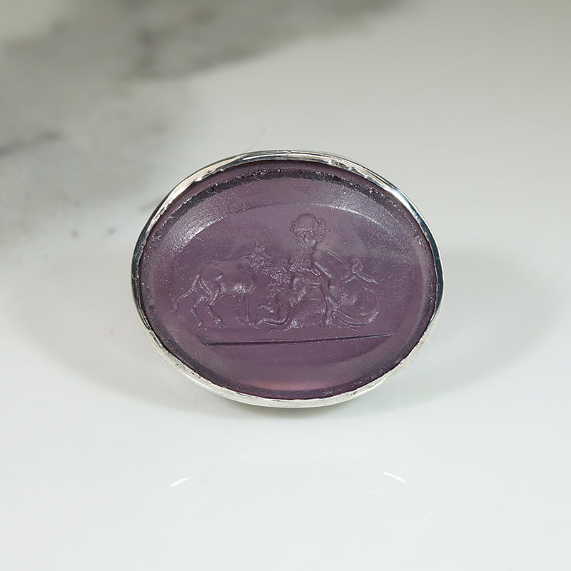 Amethyst Glass Intaglio Fob Psyche