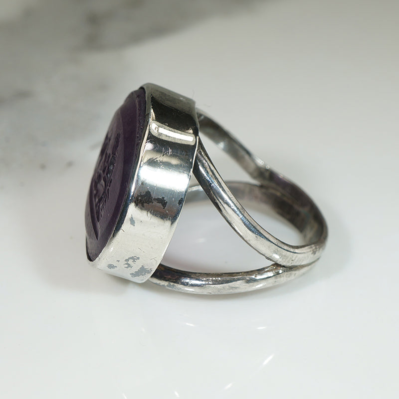 Amethyst Glass Intaglio Fob Psyche