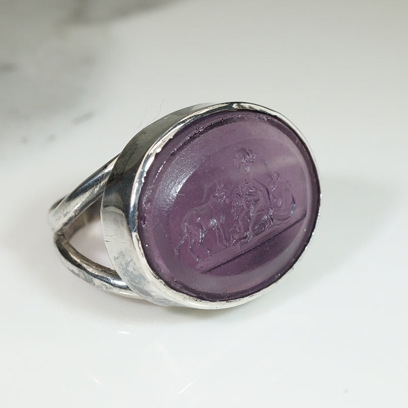 Amethyst Glass Intaglio Fob Psyche