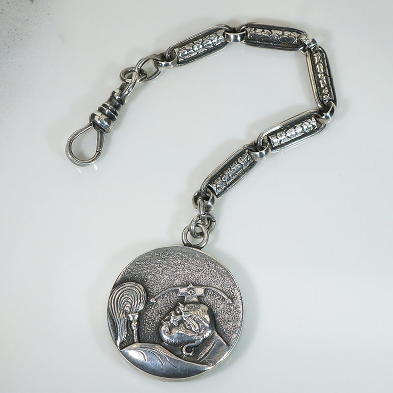 Japonesque Coin Silver Fob and Chain