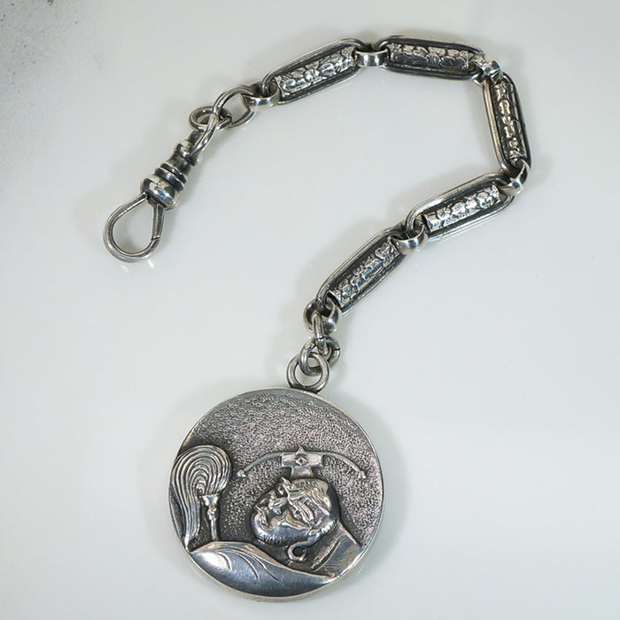 Japonesque Coin Silver Fob and Chain