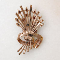 Scarlet Rhinestone & Rosy Sterling Gilt Retro Brooch by Coro