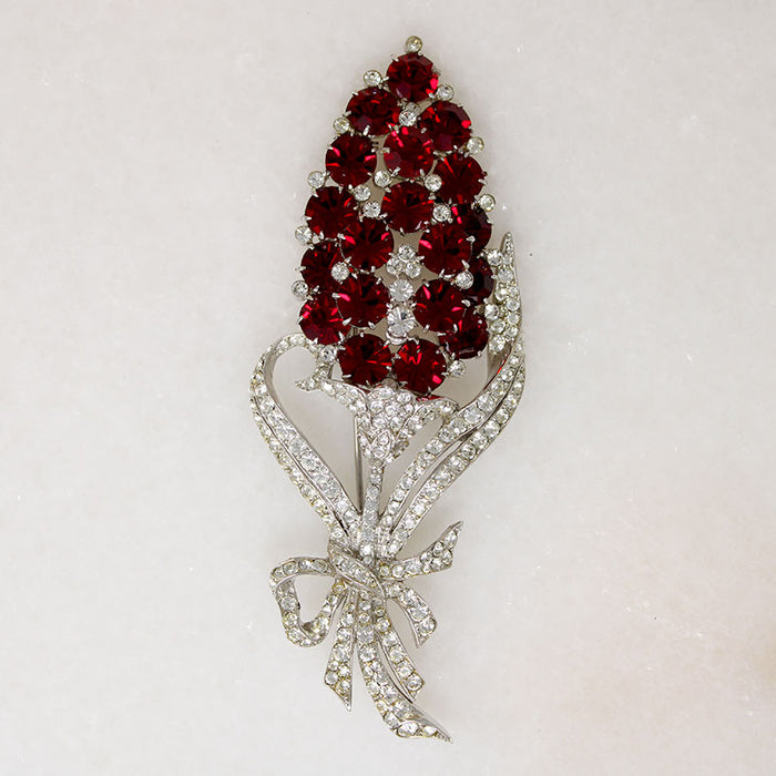 Arresting Blood-Red Hyacinth Brooch by Coro Craft