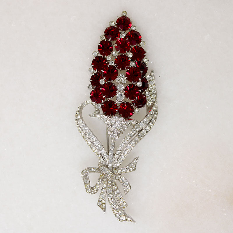 Arresting Blood-Red Hyacinth Brooch by Coro Craft