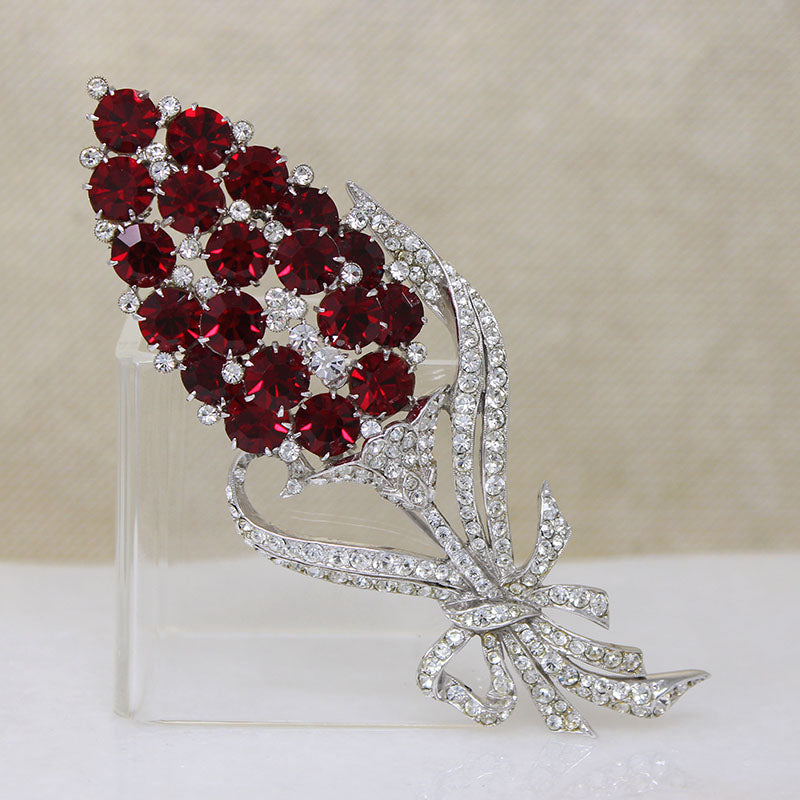 Arresting Blood-Red Hyacinth Brooch by Coro Craft