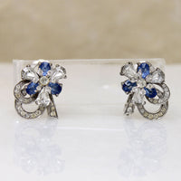 Pennino Blue & White Rhinestone Blossom Earrings