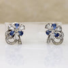Pennino Blue & White Rhinestone Blossom Earrings