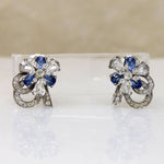 Pennino Blue & White Rhinestone Blossom Earrings