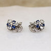 Pennino Blue & White Rhinestone Blossom Earrings