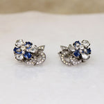 Pennino Blue & White Rhinestone Blossom Earrings