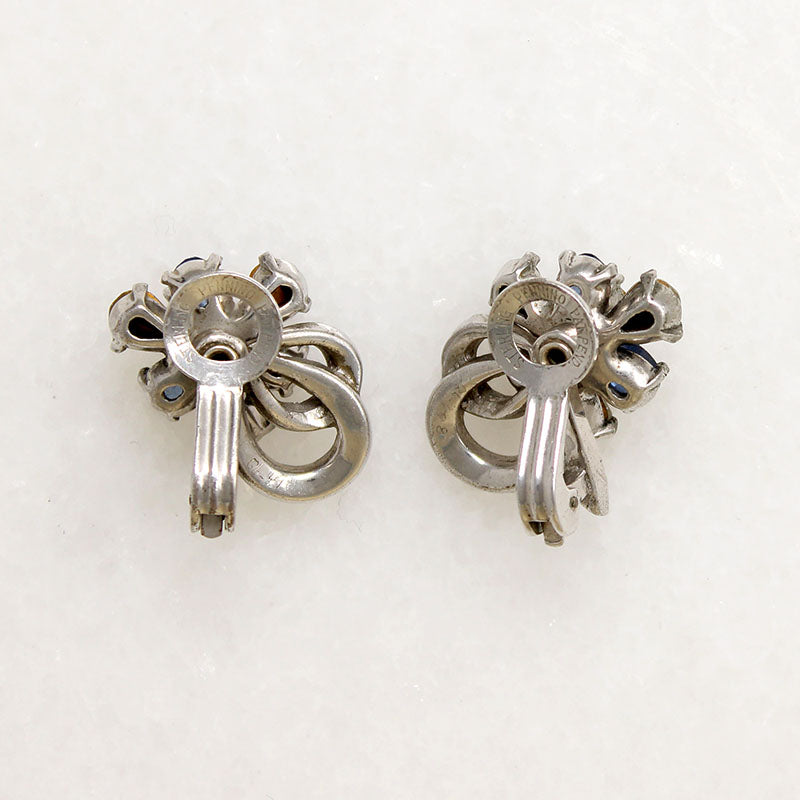 Pennino Blue & White Rhinestone Blossom Earrings