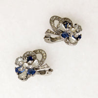 Pennino Blue & White Rhinestone Blossom Earrings
