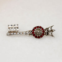 Crowned Key with Rose Sterling Brooch by Trifari