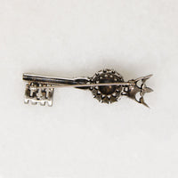 Crowned Key with Rose Sterling Brooch by Trifari