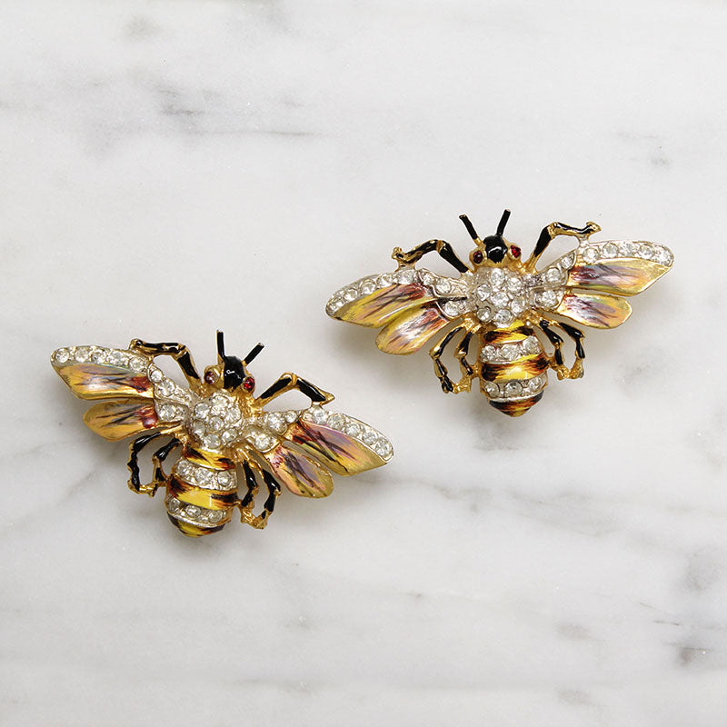 Coro Honey Bee Duette in Enameled Sterling Silver