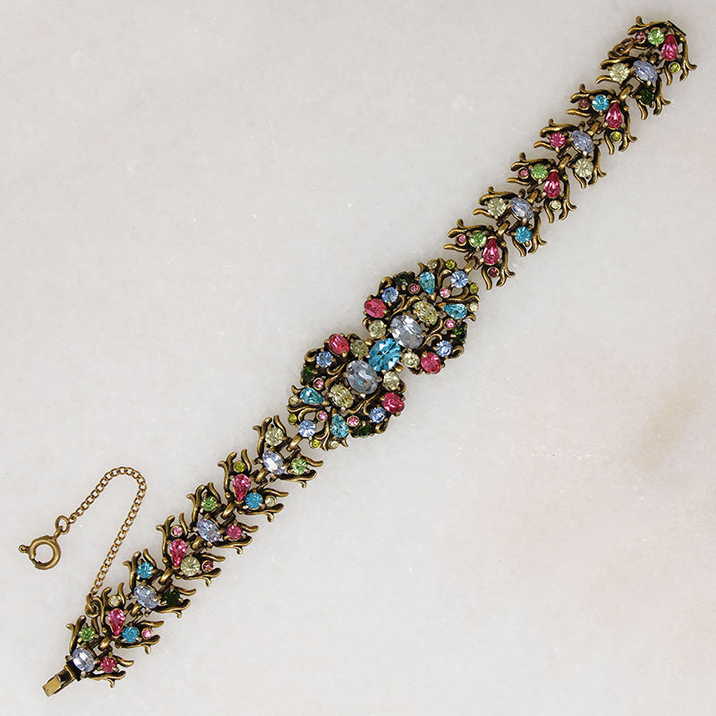 Colorful Rhinestone Cluster Bracelet from Hollycraft