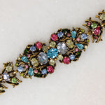 Colorful Rhinestone Cluster Bracelet from Hollycraft