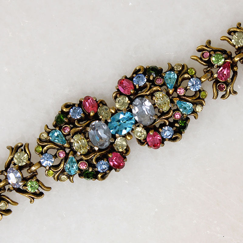 Colorful Rhinestone Cluster Bracelet from Hollycraft