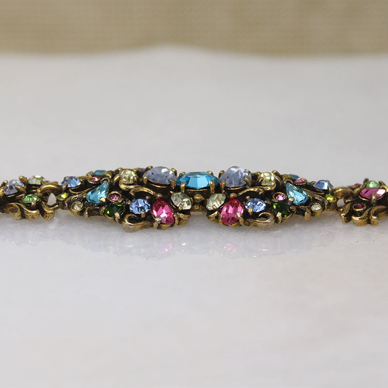 Colorful Rhinestone Cluster Bracelet from Hollycraft