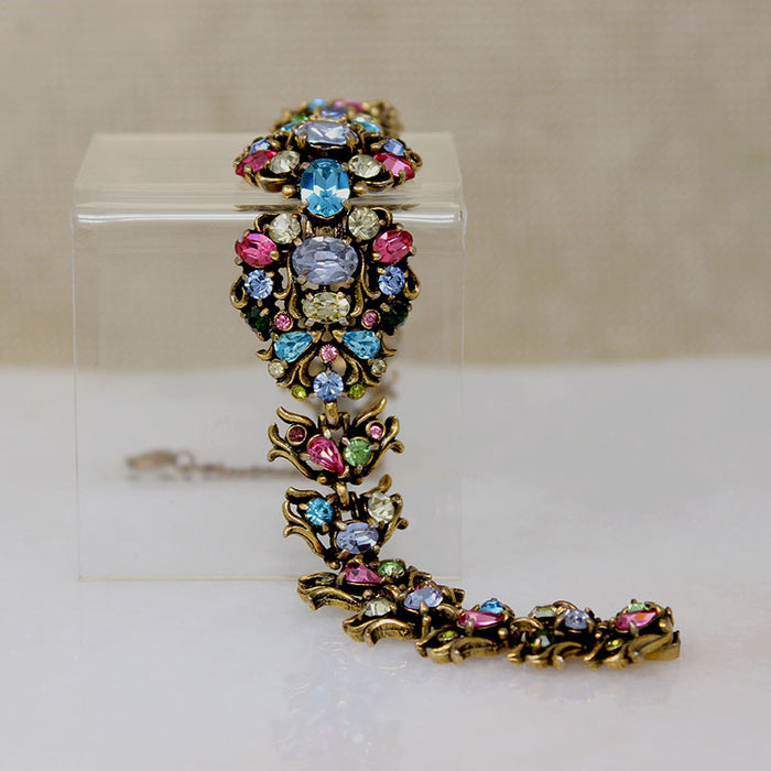Colorful Rhinestone Cluster Bracelet from Hollycraft