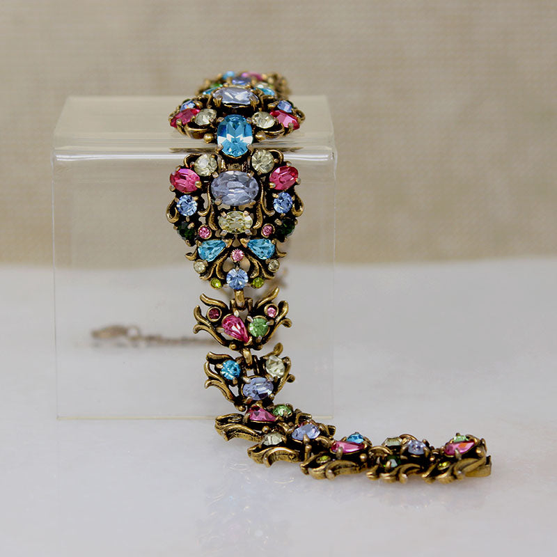 Colorful Rhinestone Cluster Bracelet from Hollycraft