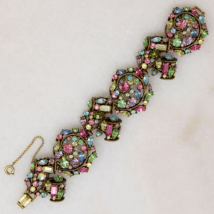 Opulent Hollycraft Bracelet with Rhinestone Spirals