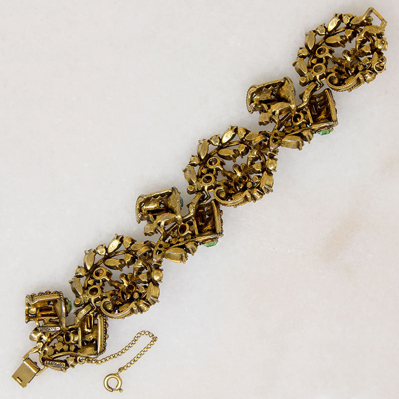 Opulent Hollycraft Bracelet with Rhinestone Spirals