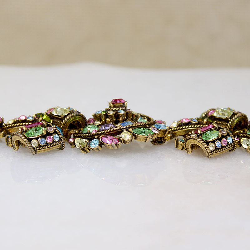 Opulent Hollycraft Bracelet with Rhinestone Spirals