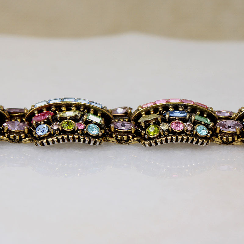 Parti-Colored Rhinestone Hollycraft Panel Bracelet