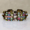 Parti-Colored Rhinestone Hollycraft Panel Bracelet