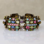 Parti-Colored Rhinestone Hollycraft Panel Bracelet