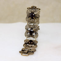 Lacy Silver Gilt & Garnet Bracelet