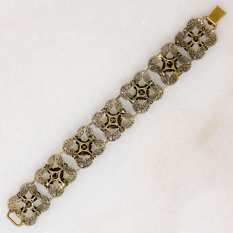 Lacy Silver Gilt & Garnet Bracelet